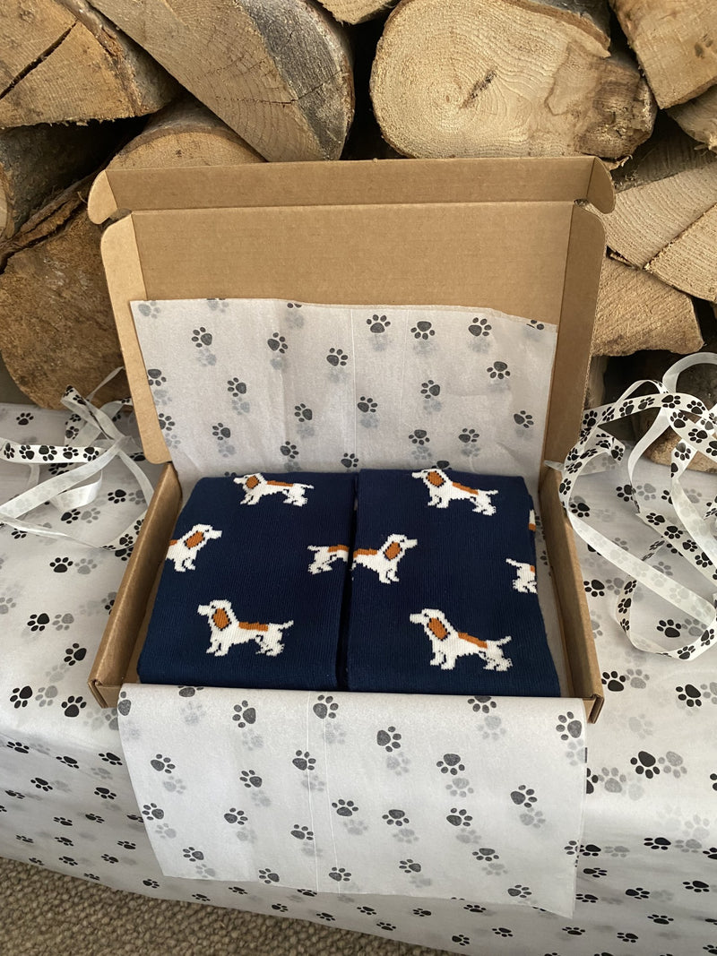 Men's Cocker Spaniel Dog Socks - Blue