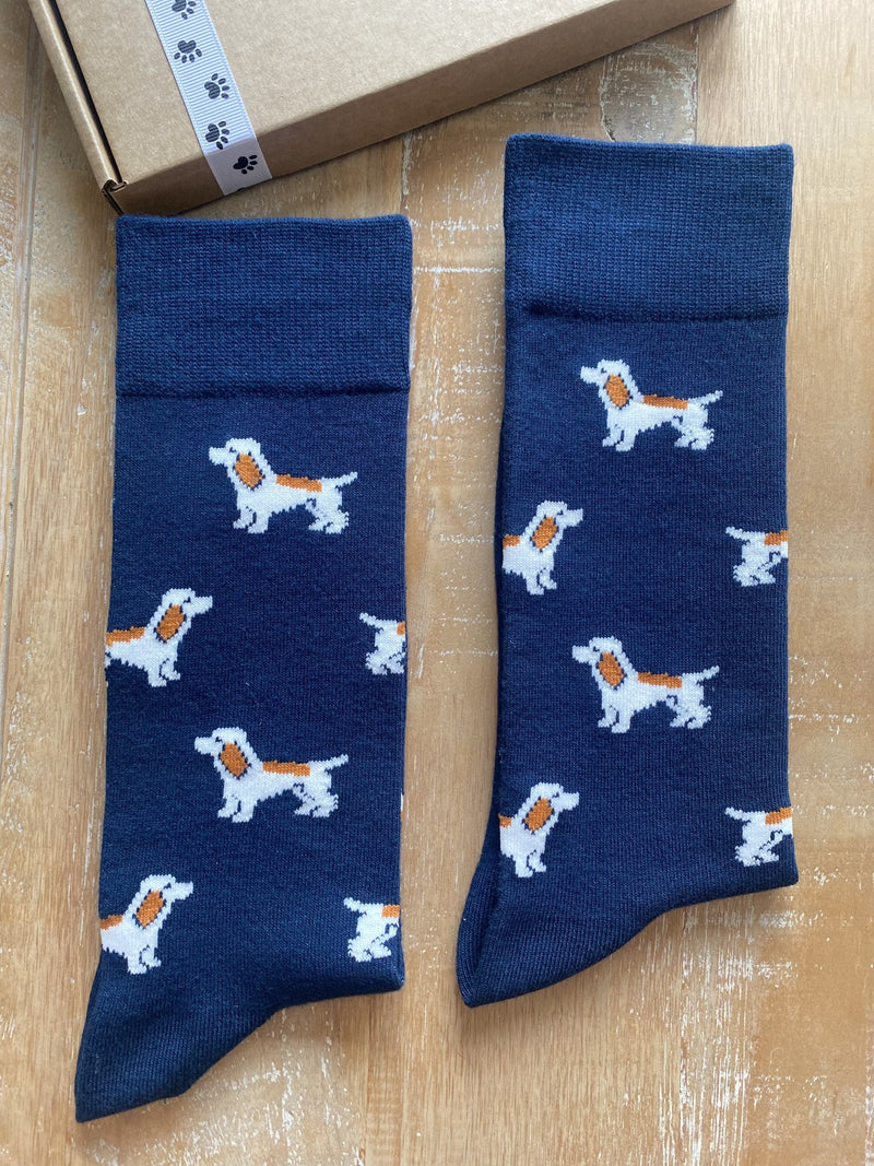 Men's Cocker Spaniel Dog Socks - Blue