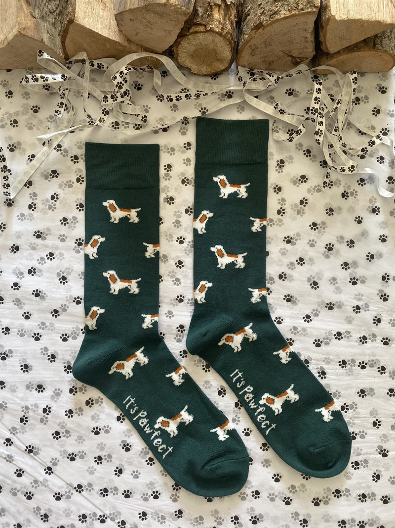 Men's Cocker Spaniel Dog Socks - Green