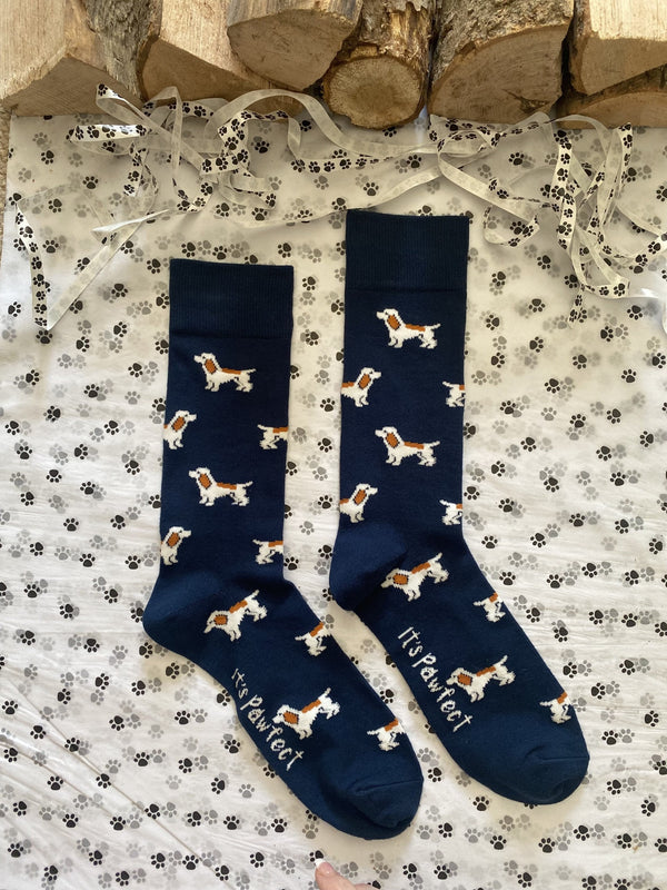 Men's Cocker Spaniel Dog Socks - Blue