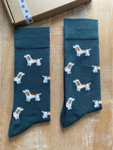 Men's Cocker Spaniel Dog Socks - Green