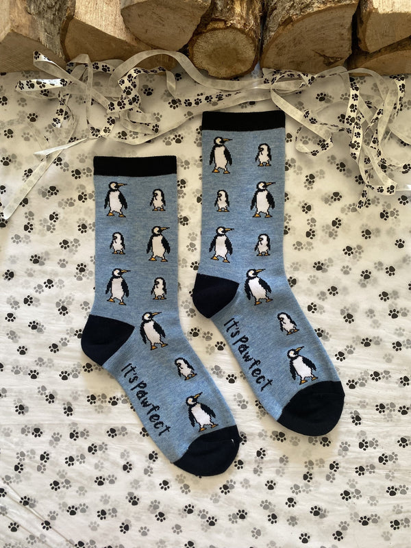 Women's Penguin Socks - Blue