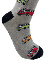 Grey Bamboo Socks with a VW Campervan Pattern. Men's socks size 7-11