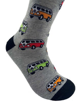 Grey Bamboo Socks with a VW Campervan Pattern. Women's socks size 4-8