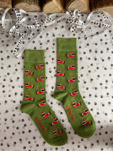 Men's Christmas Sausage Dog Socks - Green - It's Pawfect