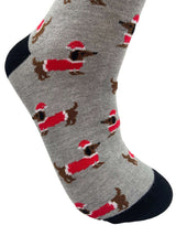 Men's Christmas Sausage Dog Socks - Grey - It's Pawfect