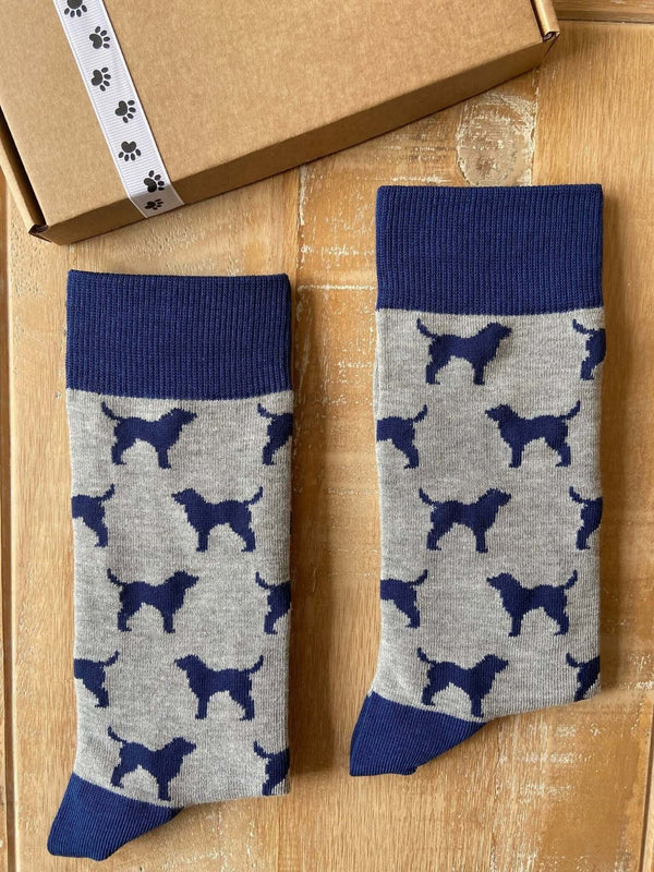 Men's Labrador Socks - Grey & Navy - It's Pawfect