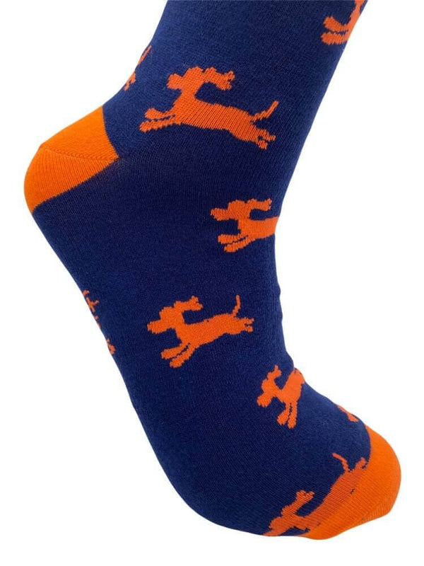 Men's Sausage Dog Socks - Navy & Orange - It's Pawfect