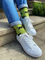 Women's Black Cat Socks - Green - It's Pawfect