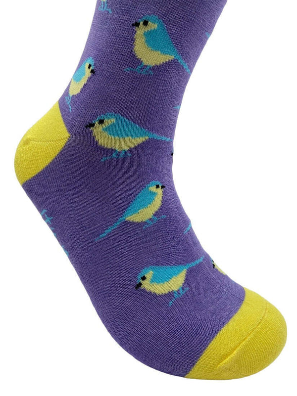 Women's Blue Tit Bird Socks - Purple - It's Pawfect
