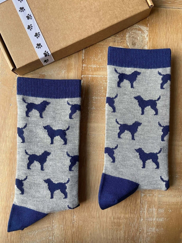 Women's Labrador Socks - Grey & Navy - It's Pawfect