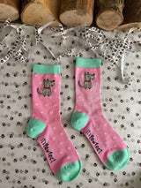 Women's Terrier Socks - Pink & White - It's Pawfect